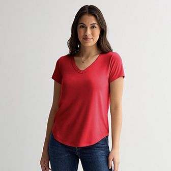 Juniors' SO® Short Sleeve V-Neck Tee