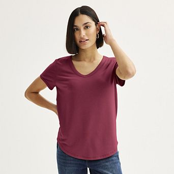 Juniors' SO® Short Sleeve V-Neck Tee