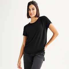 Eddie Bauer Women's Favorite Short-Sleeve Crewneck T-Shirt, Black, X-Small  at  Women's Clothing store