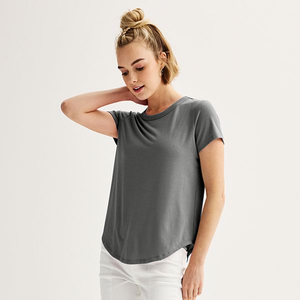 Juniors' SO® Short Sleeve Crewneck Tee - Charcoal (X LARGE)