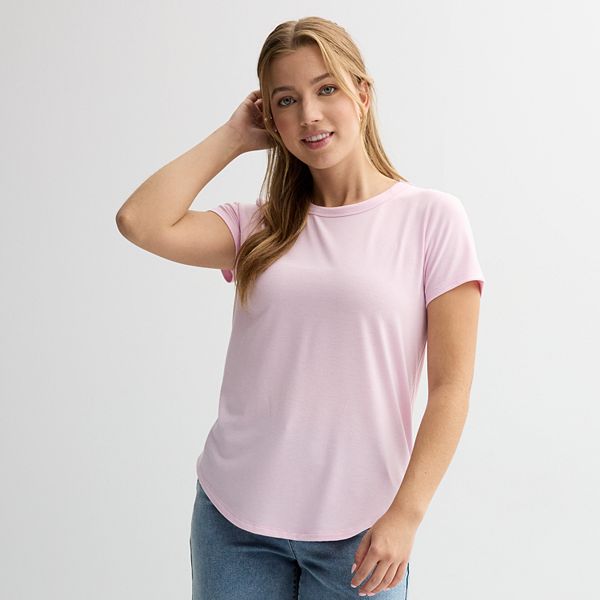 Juniors' SO® Short Sleeve Crewneck Tee - Fresh Tulip (LARGE)