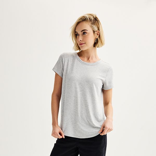Juniors' SO® Short Sleeve Crewneck Tee - Gray Fox Heather (X LARGE)
