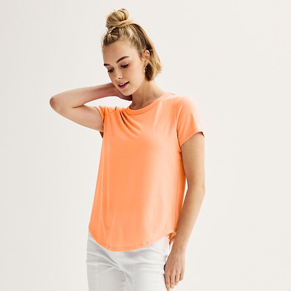 Juniors' SO® Short Sleeve Crewneck Tee - Tropic Orange (MEDIUM)