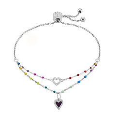 Bloom by Stella Grace Silver Heart Charm Toggle Bracelet