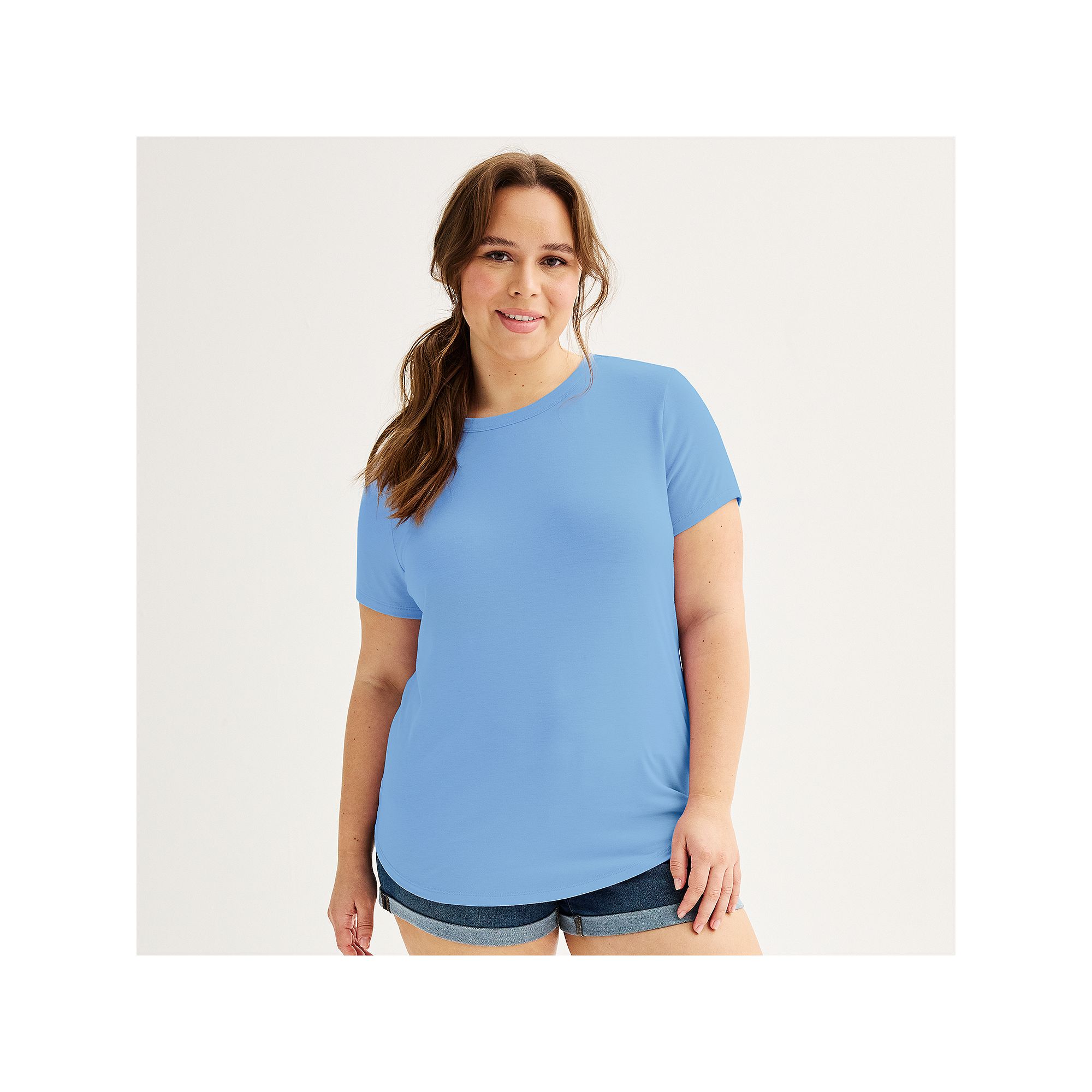 Juniors Plus SO® Short Sleeve Crewneck Tee, Girls, Size: 1XL, Bea Blue