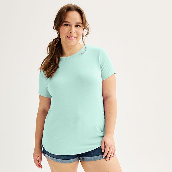 Juniors' Plus SO® Short Sleeve Crewneck Tee - Iced Aqua (3X)