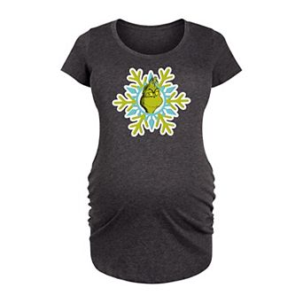Maternity The Grinch Face Snowflake Graphic Tee