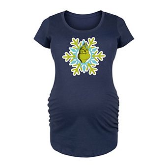 Maternity The Grinch Face Snowflake Graphic Tee