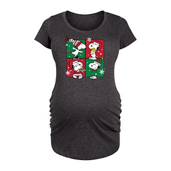 Maternity Peanuts Snoopy Christmas Grid Graphic Tee