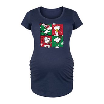 Maternity Peanuts Snoopy Christmas Grid Graphic Tee