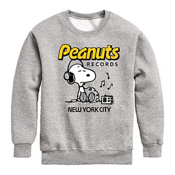 Boys 8-20 Peanuts Records Snoopy Headphones Fleece Sweatshirt