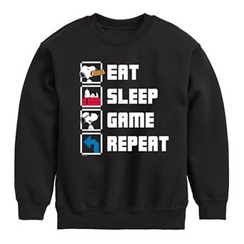Boys 8-20 Peanuts Eat Sleep Game Repeat Fleece Sweatshirt