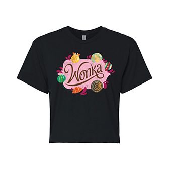 Juniors' Wonka Candy Cropped Tee