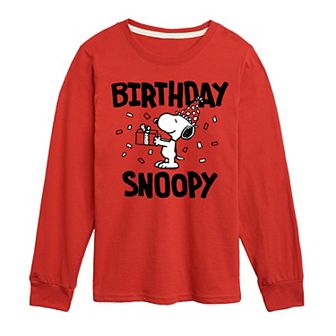 Boys 8-20 Peanuts Birthday Snoopy Long Sleeve Graphic Tee