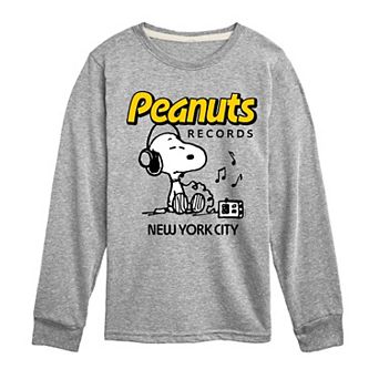 Boys 8-20 Peanuts Records Snoopy Headphones Long Sleeve Graphic Tee
