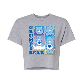 Juniors' Care Bears Grumpy Bear Grid Cropped Tee