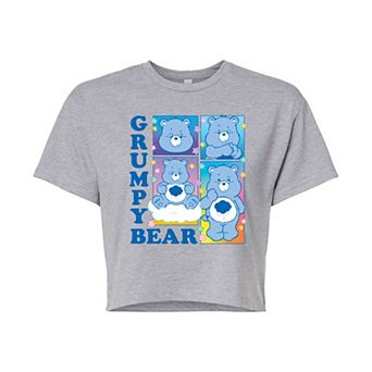 Juniors' Care Bears Grumpy Bear Grid Cropped Tee