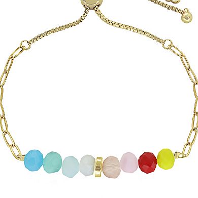 PANNEE BY PANACEA Gold Tone Multi-Color Crystal Adjustable Bracelet