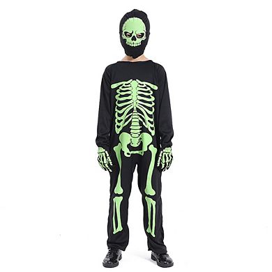 Glow in The Dark X-Ray Skeleton Costume Jumpsuit for Kids