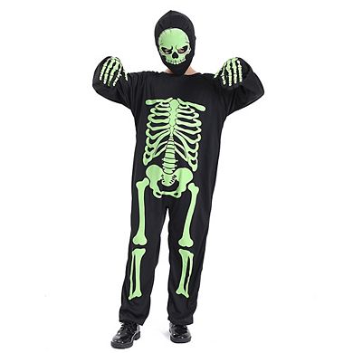 Glow in The Dark X-Ray Skeleton Costume Jumpsuit for Kids