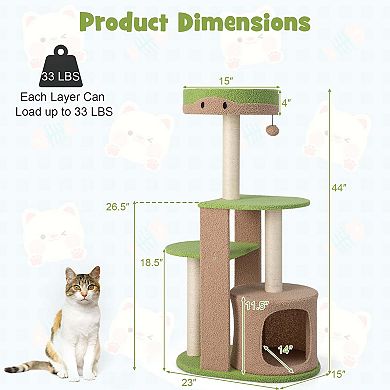 5-Tier Modern Cat Tree Tower for Indoor Cats with Sisal Scratching ...