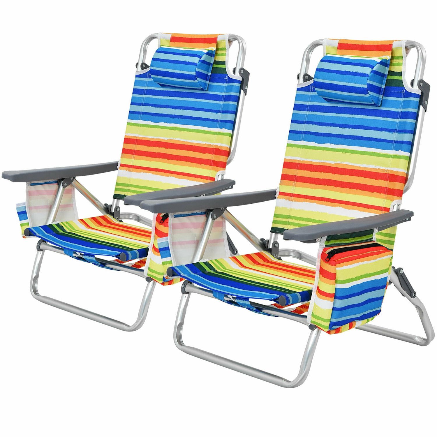 2 Pack Folding Backpack Beach Chair 5 Position Outdoor Reclining Chairs   6661283 Yellow