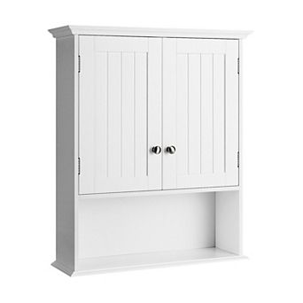 Wall Mounted Bathroom Storage Cabinet with Doors, Adjustable Shelf and Open Storage Shelf
