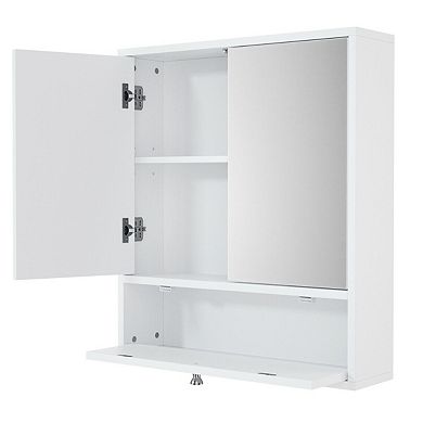 Double Door Wall-Mounted Bathroom Mirrored Medicine Cabinet-White