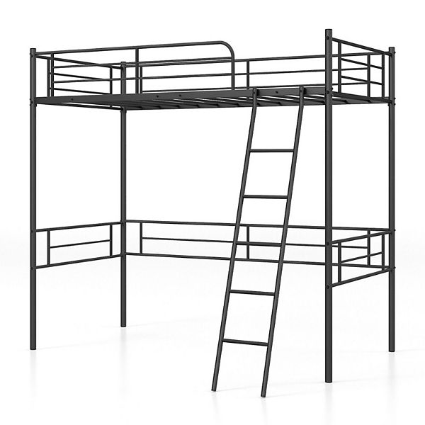 Metal Loft Twin Bed Frame Single High Loft BedBlack