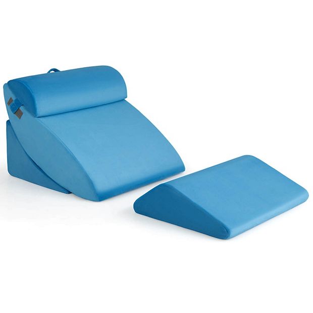 Blue Wedge Pillow | Modern Style | Costway | 4 Pieces Orthopedic Bed Set for Pain Relief-Blue