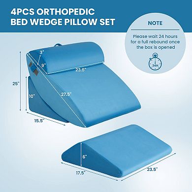 Orthopedic Bed Wedge Pillow Set - 4-Piece Solution for Effective Pain Relief