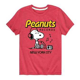Boys 8-20 Peanuts Records Snoopy Headphones Graphic Tee