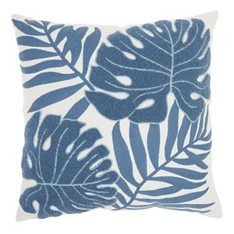 Mina Victory Lifestyle Embroidered Leaves Indoor Throw Pillow