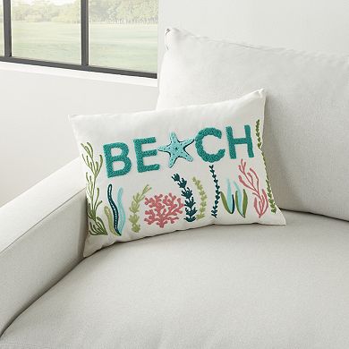 Mina Victory Lifestyle Towel Embroidered Beach Indoor Throw Pillow