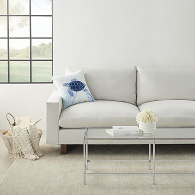 Mina Victory Lifestyle Towel Embroidered Sea Turtle Indoor Throw Pillow