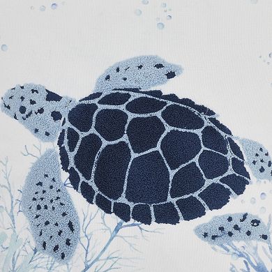 Mina Victory Lifestyle Towel Embroidered Sea Turtle Indoor Throw Pillow