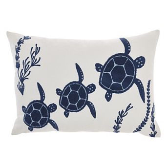Mina Victory Lifestyle Towel Embroidered 3 Sea Turtles Indoor Throw Pillow