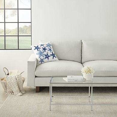 Mina Victory Lifestyle Towel Embroidered Starfish Indoor Throw Pillow