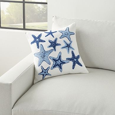 Mina Victory Lifestyle Towel Embroidered Starfish Indoor Throw Pillow