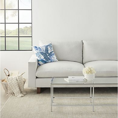 Mina Victory Lifestyle Towel Embroidered Palm Leave Indoor Throw Pillow