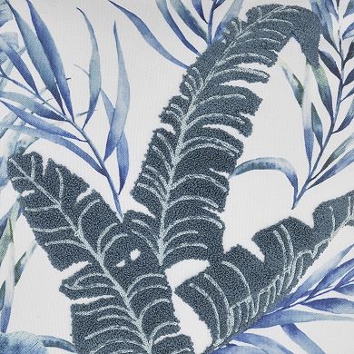 Mina Victory Lifestyle Towel Embroidered Palm Leave Indoor Throw Pillow