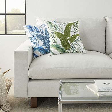 Mina Victory Lifestyle Towel Embroidered Palm Leave Indoor Throw Pillow