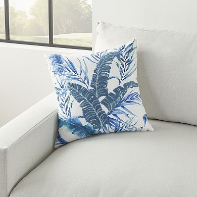 Mina Victory Lifestyle Towel Embroidered Palm Leave Indoor Throw Pillow