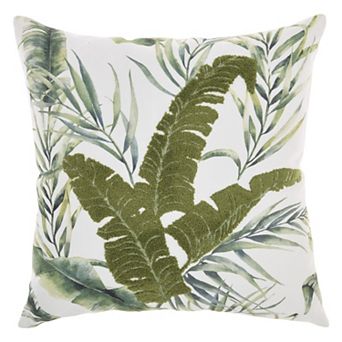 Mina Victory Lifestyle Towel Embroidered Palm Leave Indoor Throw Pillow