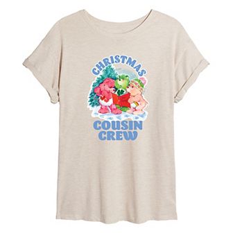 Juniors' Care Bears Cousins Crew Christmas Oversized Tee