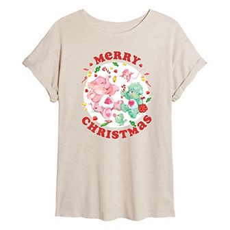 Juniors' Care Bears Cousins Merry Christmas Oversized Tee