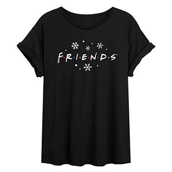 Juniors' Friends Snowflakes Oversized Tee