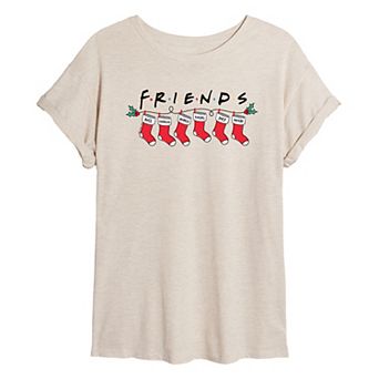 Juniors' Friends Stockings Oversized Tee