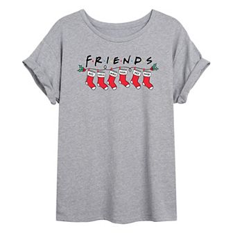 Juniors' Friends Stockings Oversized Tee