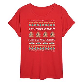 Juniors' Friends It's Christmas Ugly Sweater Oversized Tee